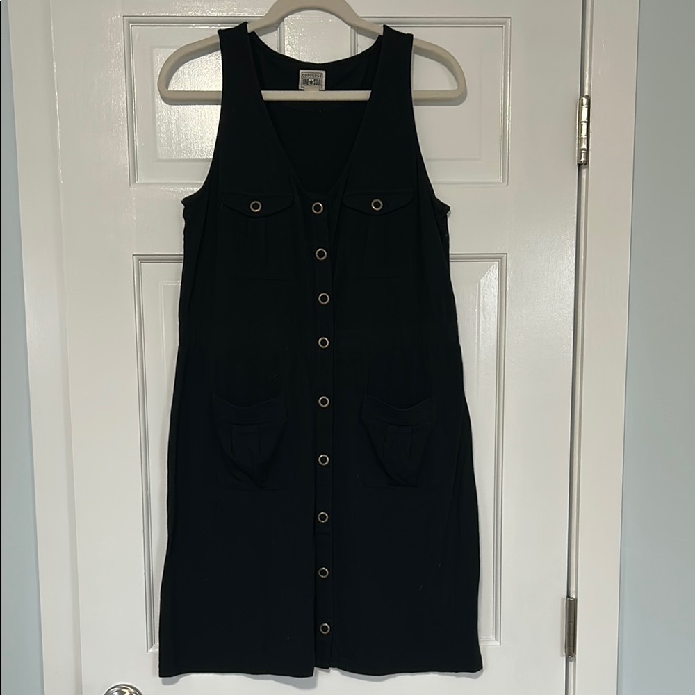 Converse Sleeveless Button-Down Black Dress 
Size XL
Casual Comfort Stretch